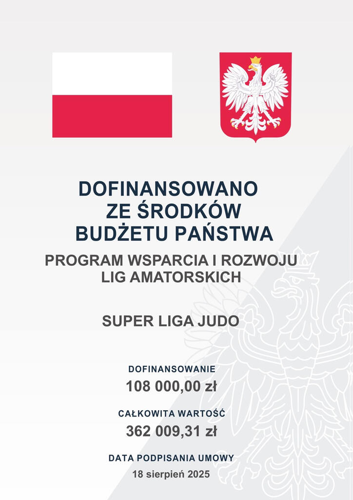 Super Liga Judo – informacja o dofinansowaniu (2025) Super Liga Judo – informacja o dofinansowaniu (2025)